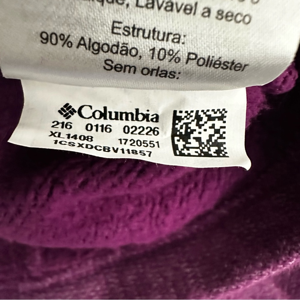 Columbia Fleece Pullover Women’s M Purple Quarter Button Sweatshirt Cozy Pocket - Picture 6 of 9